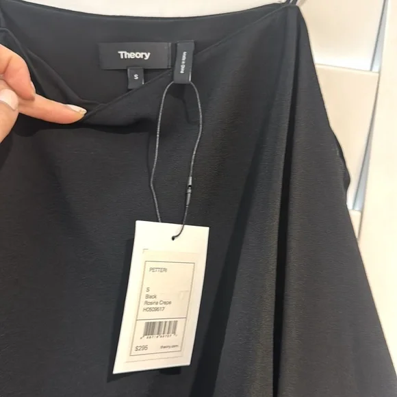 THEORY NWT Petteri Rosina Crepe Camisole Cami Tank Top Blouse S Black - Picture 8 of 10